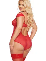 Dámské sexy body plus size Dora 1901 Červená - SoftLine Dámské sexy body plus size Dora 1901 Červená - SoftLine