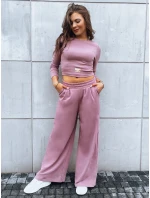 Dámský komplet širokých kalhot a crop topu ASTRAL ALLURE fialový FashionStreet AY0907 Dámský komplet širokých kalhot a crop topu ASTRAL ALLURE fialový FashionStreet AY0907