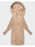 Světle béžová bunda - přehoz přes oblečení typu alpaka s kapucí (19905.1)
