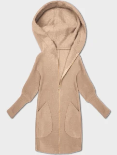 Světle béžová bunda - přehoz přes oblečení typu alpaka s kapucí (19905.1)