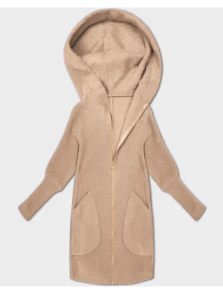 Světle béžová bunda - přehoz přes oblečení typu alpaka s kapucí (19905.1)