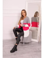 Šedý+malinový pruhovaný svetr Šedý+malinový pruhovaný svetr