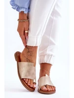 Dámské kožené žabky Světle zlatá Amite Dámské kožené žabky Světle zlatá Amite