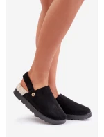 Dámské Pantofle Na Silné Podešvi S Kožíškem A Přezkou Černé Linneola