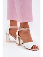 Lakovane Dámské Sandály Na Podpatku Vinceza 20266 Bílé