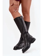 Kožené dámské kozačky na nízkém podpatku s vyhříváním D&A JC52-837 Černé Kožené dámské kozačky na nízkém podpatku s vyhříváním D&A JC52-837 Černé