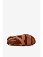 Kožené dámské sandály na platformě Maciejka L4496-29 Camel