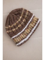 Dámská zimní čepice s barevným vláknem a elastickým stahováním K352 cappuccino