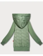 Dámská mikina v pistáciové barvě z různých materiálů s kapucí Goodlookin (AMG-175)