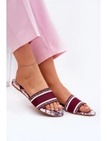 Vzory Ploché Sandály Dámské Bordó Leysi