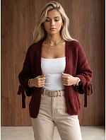 Dámský oversize kardigan bez zapínání, vínový, FashionStreet MY2567 Dámský oversize kardigan bez zapínání, vínový, FashionStreet MY2567