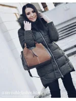 Dámská zimní prošívaná bunda ve vřesové barvě s kapucí (7702)