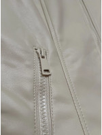 Světle béžová dámská bunda z ekologické kůže se stojáčkem J Style (11Z8131)
