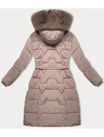 Béžová dámská bunda pro přechodné období s páskem J Style (16M9176-62)