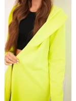 Dámská bavlněná bunda s kapucí a prodlouženým předním dílem neonově žlutý Dámská bavlněná bunda s kapucí a prodlouženým předním dílem neonově žlutý