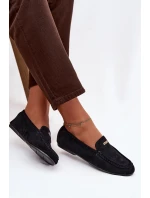 Dámské mokasíny s malým zlatým detailem černé Sarivelle