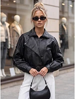 Krátká černá kožená bunda ve stylu Ramones od FashionStreet TY5844 Krátká černá kožená bunda ve stylu Ramones od FashionStreet TY5844