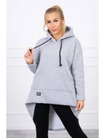 Zateplená mikina s dlouhými zády a kapucí šedá Zateplená mikina s dlouhými zády a kapucí šedá