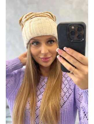 Dámská čepice Feba K330 ecru+orange Dámská čepice Feba K330 ecru+orange