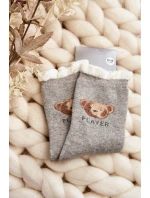 Husté Bavlněné Ponožky S Medvědem Světle šedé