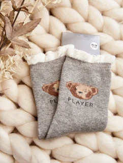 Husté Bavlněné Ponožky S Medvědem Světle šedé