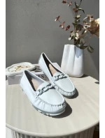 Bílé Dámské Kožené Mokasíny S Ozdobou S.Barski LR339 Bílé Dámské Kožené Mokasíny S Ozdobou S.Barski LR339