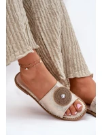 Dámské Pantofle Na Plochém Podpatku S Dekorací S.Barski KV51-013 Zlaté