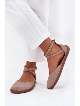 Dámské Semišové Baletky Barefoot S Pásky Zazoo 191 Šedé