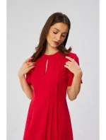 S361 Šaty s řasením na boku - červené