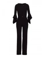 S416 Kombinéza s volánkovými rukávy - černá