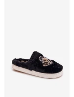 Dámské chlupaté papuče srdíčka – černé Amandra