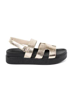 Pěkné  sandály dámské zlaté platforma