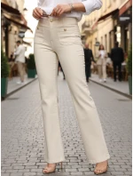Dámské džíny s vysokým pasem a širokými nohavicemi ecru FashionStreet UY2874