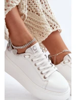 Kožené Dámské Tenisky S Náramkem CheBello 4406 Bílé Kožené Dámské Tenisky S Náramkem CheBello 4406 Bílé