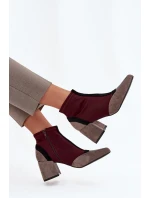 Dámské kotníkové boty na masivním podpatku na zip bordó Delvane