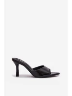Lakované dámské pantofle na podpatku černé Lirissa