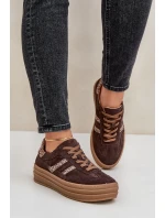 Zazoo N1176 Semišové tenisky na platformě s leopardím vzorem čokoládové