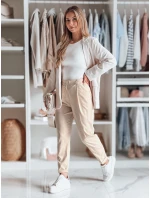 Ležérní dámské plisované kalhoty s páskem PLISSO beige FashionStreet UY2516