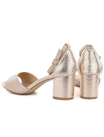 Béžové a zlaté dámské sandály na jehlovém podpatku Potocki LE20339