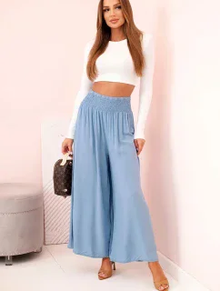 Dámské kalhoty z viskózy s elastickým pasem z denimu