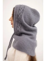 Dámská čepice s kapucí a pleteným vzorem šedá Dámská čepice s kapucí a pleteným vzorem šedá