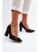 Černé Zamszové Lodičky Na Podpatku S Srdcem Zazoo 2453/OS Černé Zamszové Lodičky Na Podpatku S Srdcem Zazoo 2453/OS