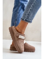 Dámské Teplé Pantofle Na Platformě Hnědé Azida