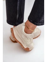 Dámské kožené tenisky Big Star OO274A315 Hi-Poly System béžové Dámské kožené tenisky Big Star OO274A315 Hi-Poly System béžové