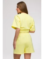 B295 Šortky s kapsami s nášivkami - citronové