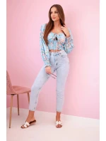 Dámská španělská halenka s květinovým vzorem, dlouhý rukáv modrý Dámská španělská halenka s květinovým vzorem, dlouhý rukáv modrý