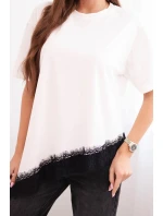 Dámská asymetrická bavlněná blůza s krajkou dole černá