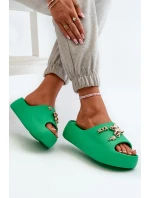 Dámské lehké pěnové žabky s ozdobami zelené Orchia