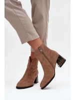 Dámské kotníkové boty z přírodní semiš s podpatkem vyhřívané Vinceza 66806 Camel