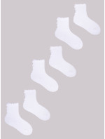 Yoclub Dívčí bílé ponožky s volánem 3-Pack White